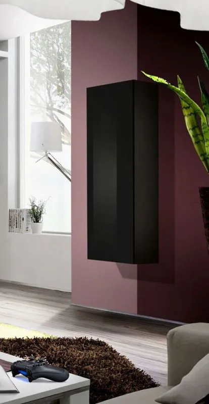 Pensile a muro Raudberg 24 nero | Design moderno | Apertura push-to-open | 126 x 40 x 29 cm