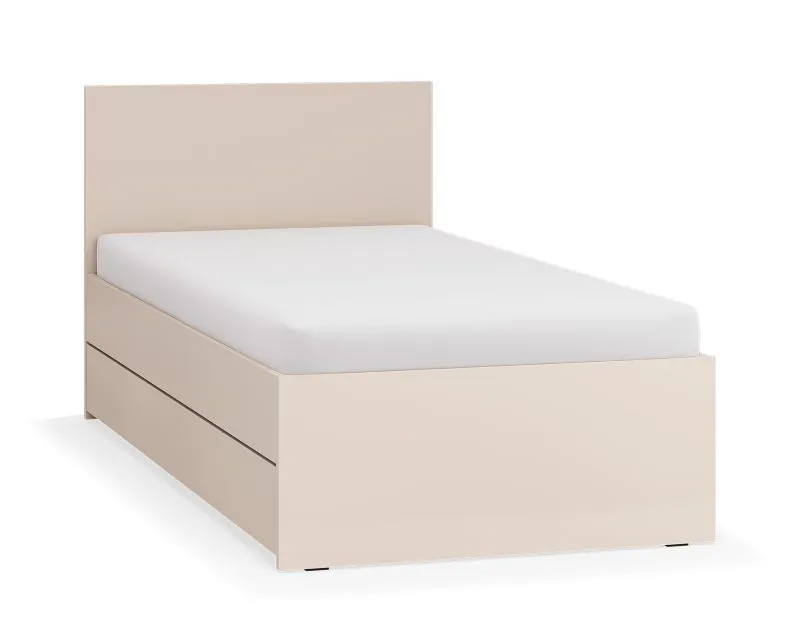 Letto singolo Tacuarembo 31 beige | Vano contenitore | Rete a doghe sollevabile | 90 x 200 cm