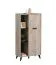 Cassettiera alta moderna | 1 anta, 6 scomparti | Grigio rovere e nero | 130,5 x 68 x 33 cm