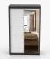 Armadio scorrevole con specchio | Bianco/Nero | 2 ante, 6 scomparti, barra appendiabiti | 200 x 120 x 61 cm
