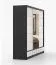 Armadio scorrevole Lusatian 28 | Bianco/Nero | 3 ante con specchio | 7 scomparti, 4 cassetti | 218 x 250 x 61 cm