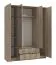 Armadio battente grigio rovere | 2 ante specchio | 2 cassetti | 11 scomparti | 205 x 160 x 52 cm