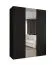 Armadio ante battenti Korab 72 nero | 1 anta specchio | 2 barre appendiabiti | Larghezza 1,5 m | Soft-Close