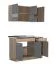Cucina "Kolubara" 10, grigio rovere / grafite, 2 pensili con ante in vetro, bordi in ABS, lunghezza 120 cm