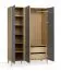 Armadio Mirinay 01 grafite | 3 ante battenti | 2 cassetti | LED integrato | 140 x 60 x 204 cm | 6 scomparti