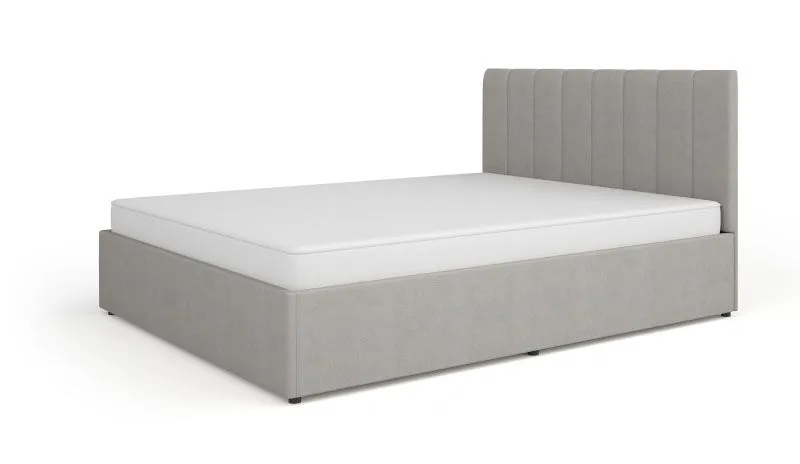 Letto matrimoniale "Barbe" 37 Grigio | 160 x 200 cm | Rete a doghe con molla a gas | Vano contenitore | Testiera imbottita | Design moderno