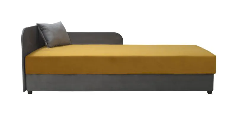 Letto singolo Lobatos 05 grigio/giallo | Spazio contenitore | Divano letto ospiti | 90 x 195 cm | Testata sinistra