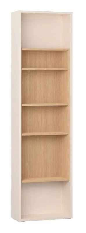 Scaffale "Sarandi", beige / rovere, 6 scomparti, 5 ripiani in legno, 57 x 22 x 206 cm