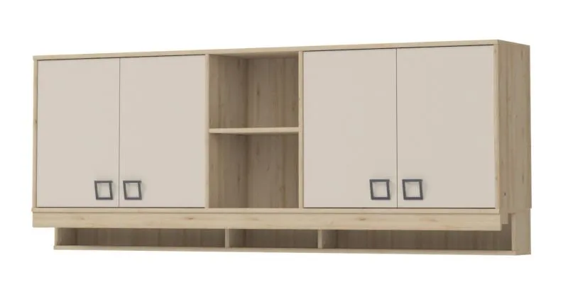 Pensile cameretta Benjamin 23 | Faggio e crema | 82 x 209 x 37 cm | Design moderno e funzionale
