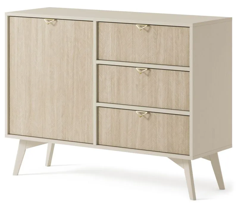 Cassettiera due scomparti Crewe 10 | Beige/Rovere | 80 x 106 x 38 cm | Design moderno e funzionale