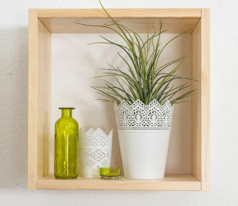 Mensola da parete in pino massello naturale Junco 291A | 40 x 40 x 20 cm | Design moderno