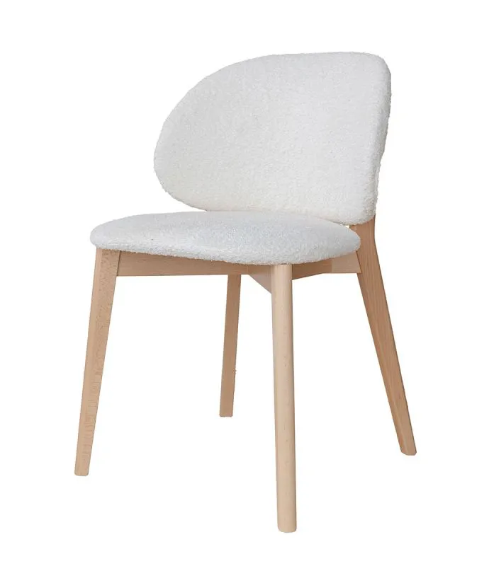 Sedia Doustre 05 | Faggio massiccio bianco | Imbottitura in ciniglia | 79 x 51 x 46 cm