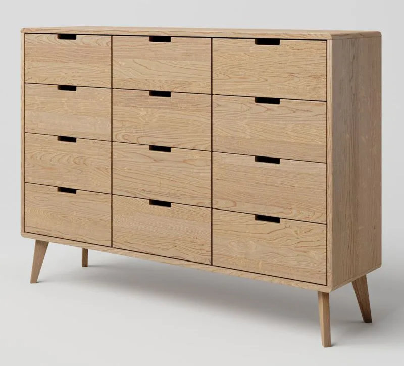 Cassettiera Aurornis 41 in rovere massiccio naturale | 12 cassetti | 104 x 142 x 40 cm | Design moderno