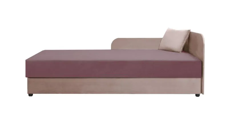 Letto ospiti rosa con contenitore ribaltabile Lobatos 36 | Testata destra | 90 x 195 cm | Imbottitura confortevole | Divano-letto