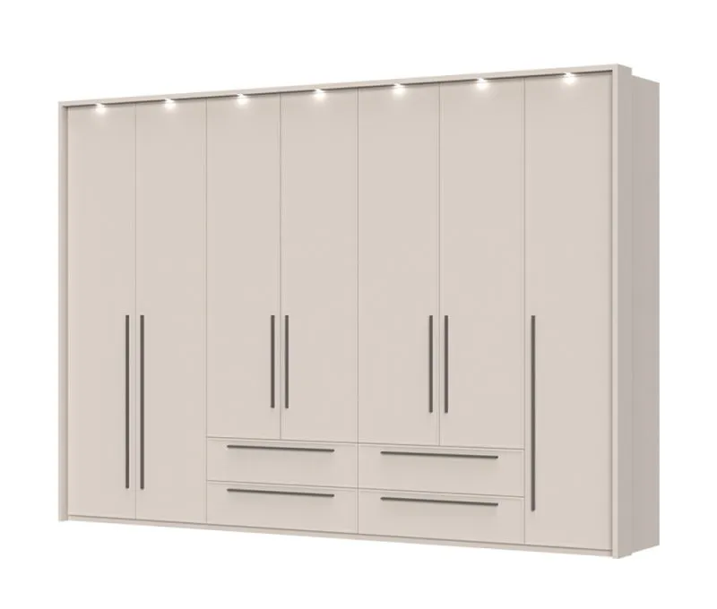 Armadio Neiafu 83 | 226 x 322 x 60 cm | LED integrato | 7 ante, 4 cassetti | Sistema Soft-Close
