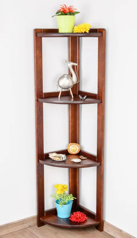 Scaffale angolare in pino massello color noce Junco 61 | 125 x 40 x 30 cm | Design moderno e robusto