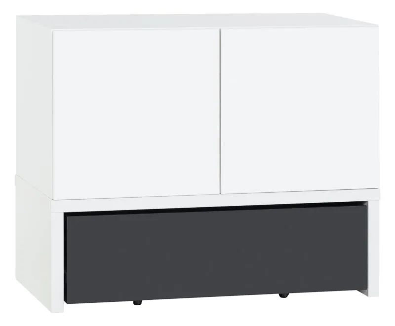 Cassettiera per cameretta Marincho 02 | 2 moduli, bianco/nero | 89 x 107 x 53 cm