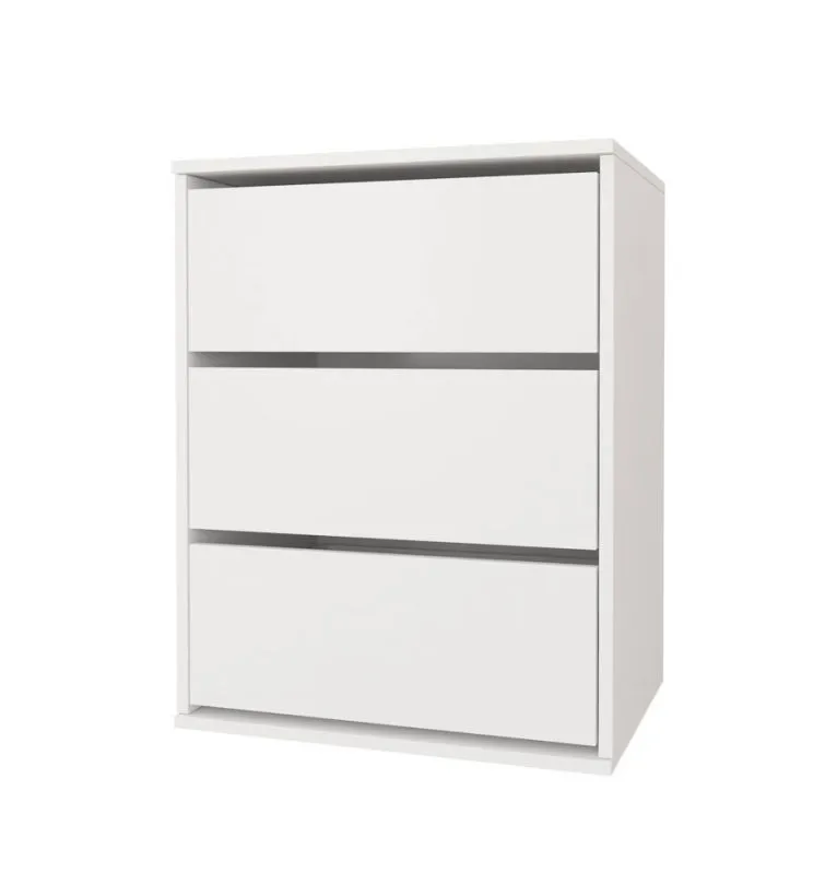 Cassettiera per armadio bianca | 3 cassetti | 71,5 x 55 x 40,5 cm | Laminato di alta qualità