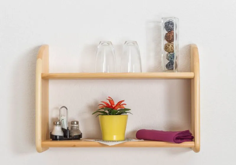 Mensola da parete in pino massello naturale 015 | 41 x 60 x 20 cm | Design moderno e robusto