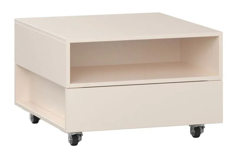 Tavolino "Sarandi" 22, beige, 4 ruote, 1 vano aperto, 1 cassetto, funuzione push-to-open, Sistema "Soft-Close"