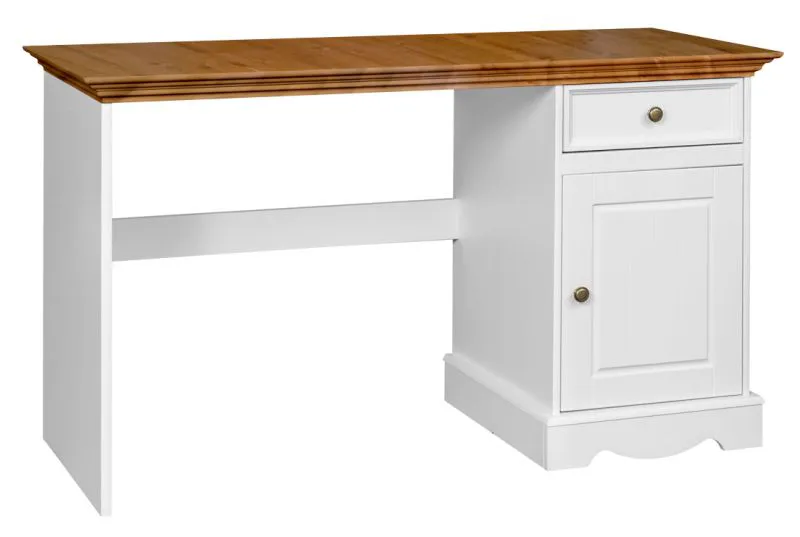Scrivania Gyronde 31 | Pino massiccio bianco/rovere | 77 x 130 x 53 cm | Stile rustico ed elegante