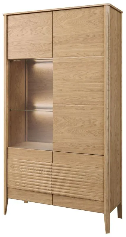 Vetrina con anta in vetro a sinistra Gorica 02 | Rovere oro | Illuminazione LED | Chiusura ammortizzata | 201 x 111 x 45 cm