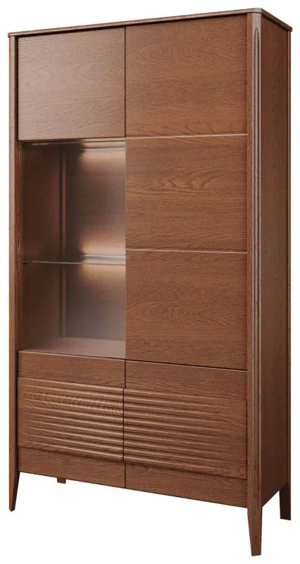 Vetrina con anta in vetro sinistra Gorica 02 | Rovere rustico | LED integrato | Chiusura ammortizzata | 201 x 111 x 45 cm | Vetro bronzo Antisol