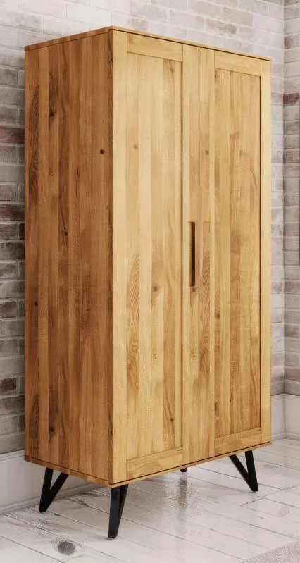 Armadio battente Masterton 05 | Rovere massello oliato | 185 x 91 x 53 cm | Design elegante