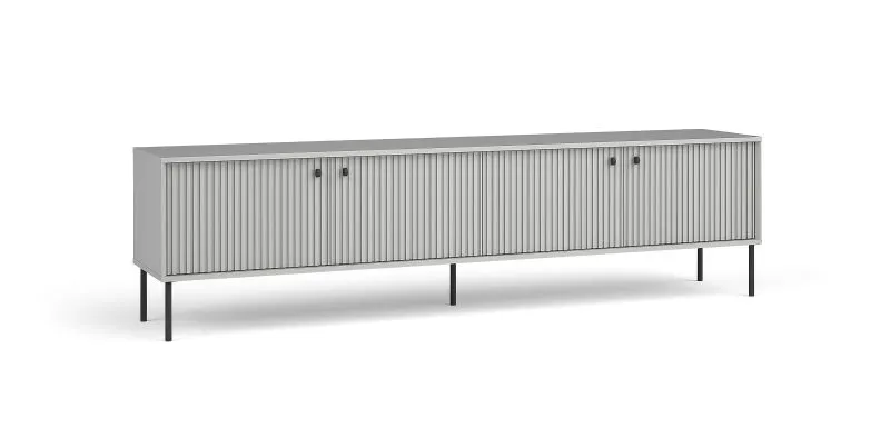 Mobile TV "Alonnisos" 06 grigio | 4 ante battenti | 2 scomparti | Passacavi integrati | Sistema Soft-Close | 55 x 207 x 41 cm