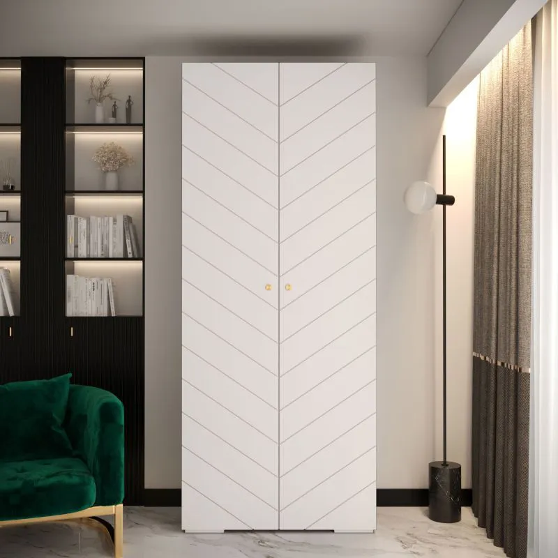 Armadio bianco con 2 ante e 10 ripiani | 12 scomparti | 2 appendiabiti | 236,5 x 100 x 47 cm