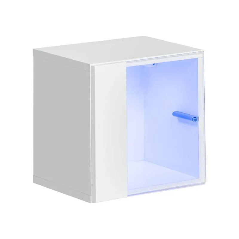 Pensile bianco Möllen 13 con LED blu | 30 x 30 x 25 cm | Apertura a pressione | Design compatto