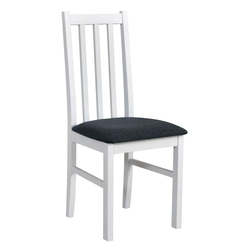 Sedia SIGULDA bianca | Rivestimento grigio scuro | Seduta confortevole in schiuma T-25 | Faggio massiccio | Stile classico