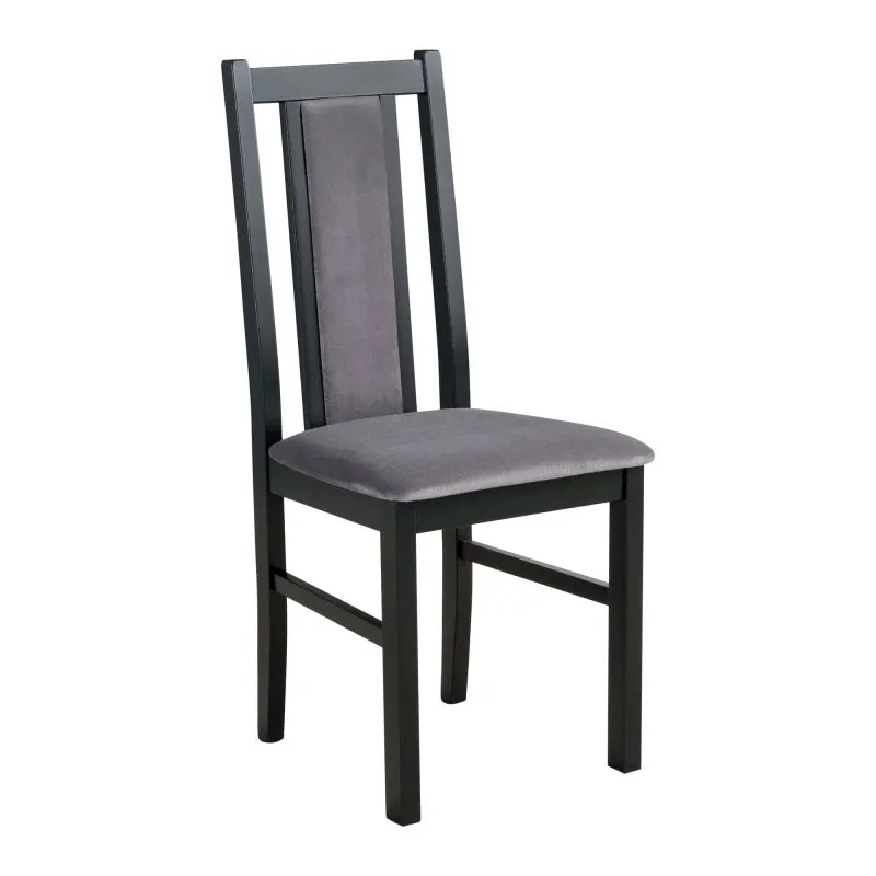 Sedia da pranzo nera Wenden | Rivestimento grigio scuro | Imbottitura in schiuma T-25 | Faggio massiccio | Stile classico