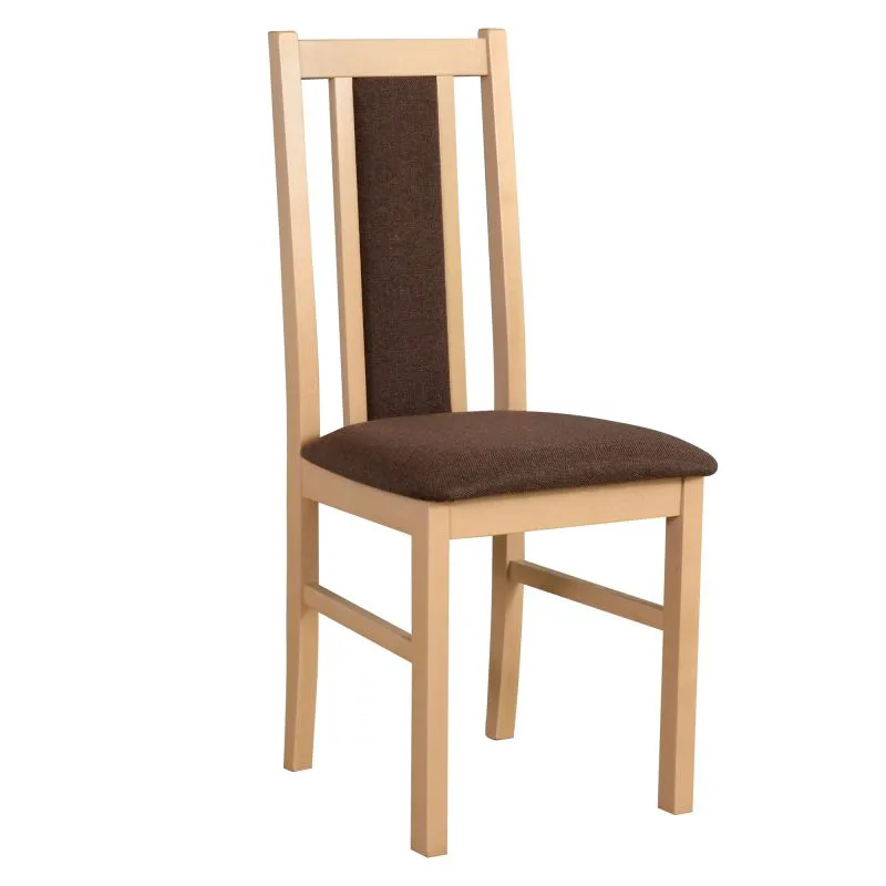 Sedia in faggio finitura rovere | Schienale parzialmente imbottito | Seduta marrone con schiuma T-25 | Stile classico | 43x40x94 cm
