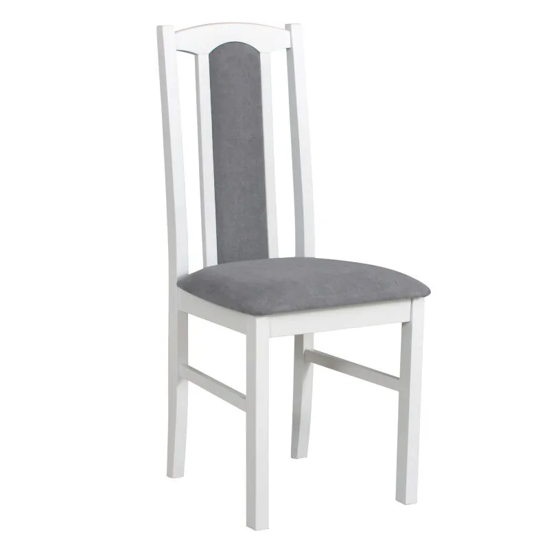 Sedia classica in legno di faggio massiccio bianco | Seduta grigia imbottita T-25 | Comfort ed eleganza