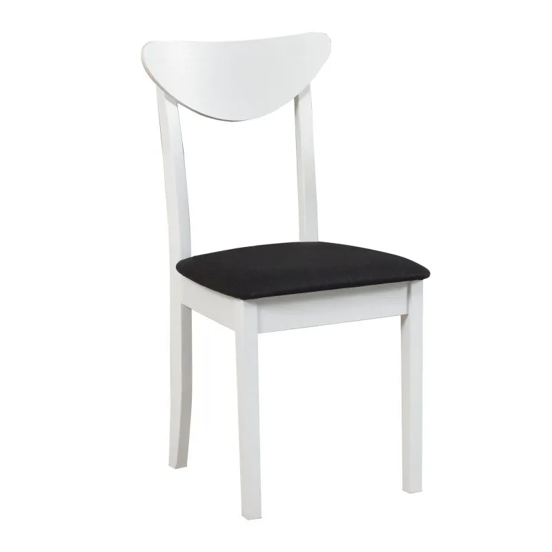 Poltrona da pranzo Gulbene | Bianca con seduta nera imbottita | Legno massiccio di faggio | Altezza sedile 47 cm | Robusta