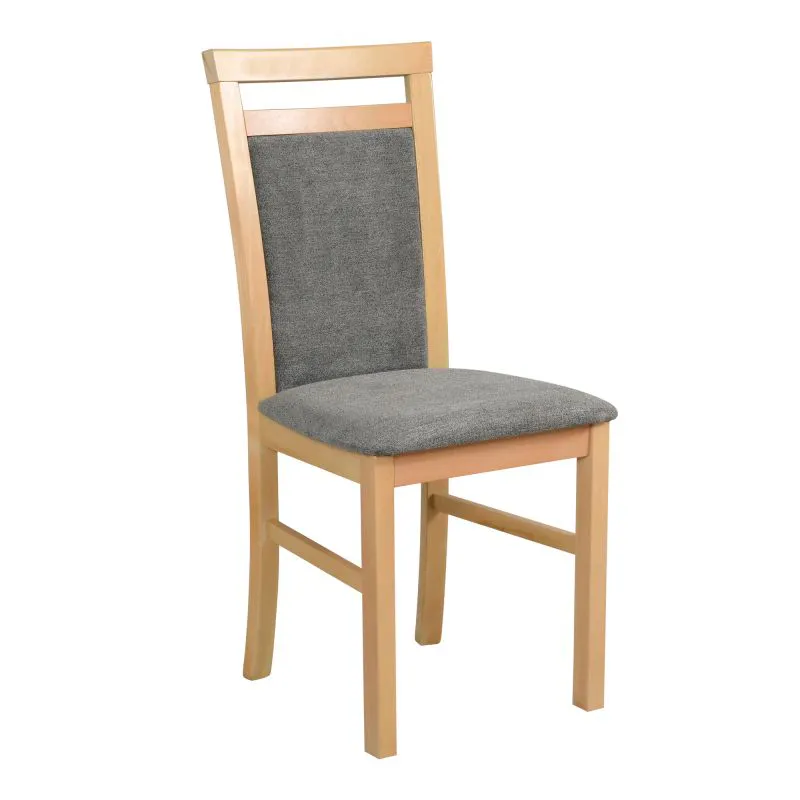 Sedia da pranzo imbottita Smilten | Tessuto grigio resistente | Legno di faggio massiccio | Altezza seduta 47 cm