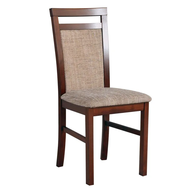 Sedia da pranzo classica Smilten | Imbottita con schiuma T-25 | Legno di faggio massiccio | Finitura noce | Tessuto beige