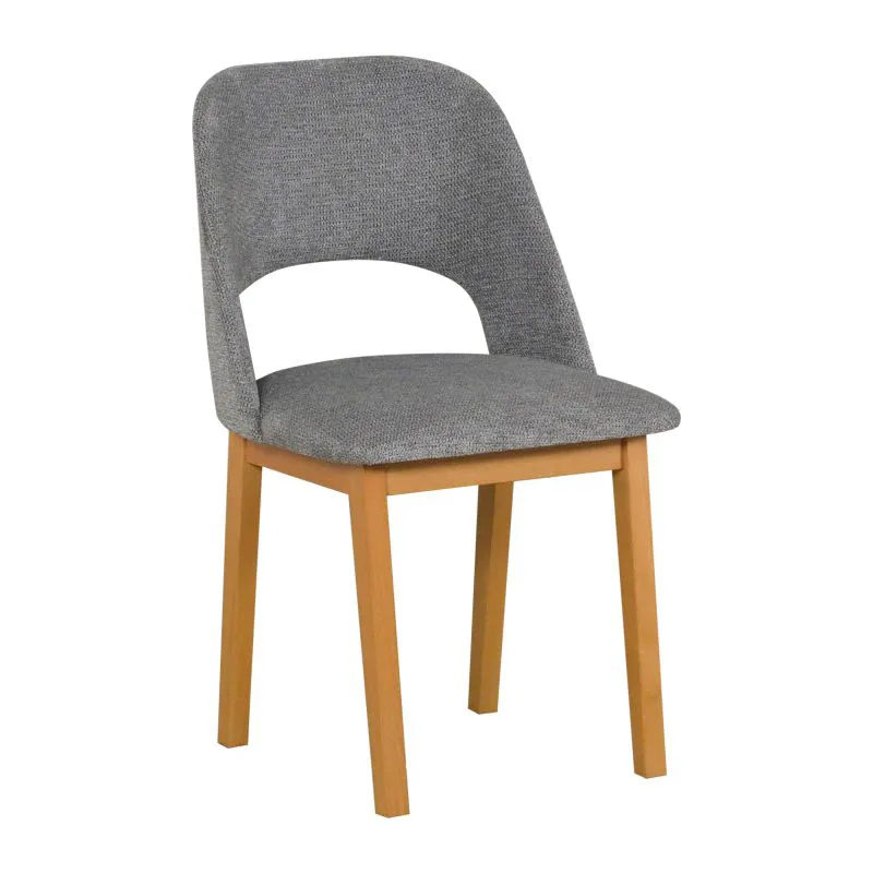 Poltrona imbottita Riga | Rovere e grigio | Altezza seduta 47 cm | Legno massiccio di faggio | Stile classico