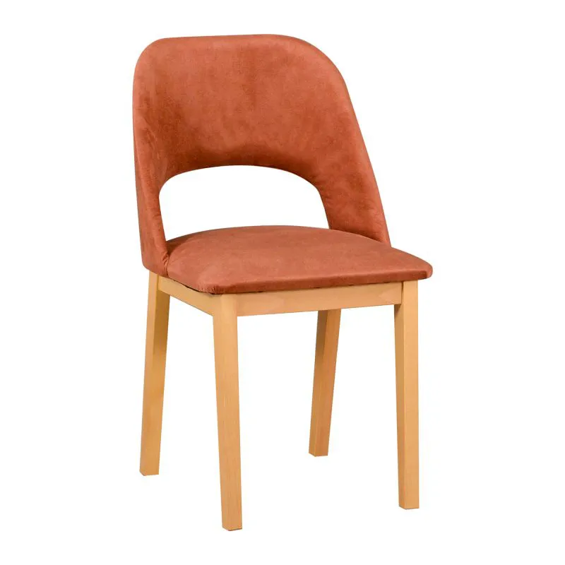 Sedia imbottita pesca/arancio | Seduta 47 cm | Struttura faggio rovere | Design classico da pranzo