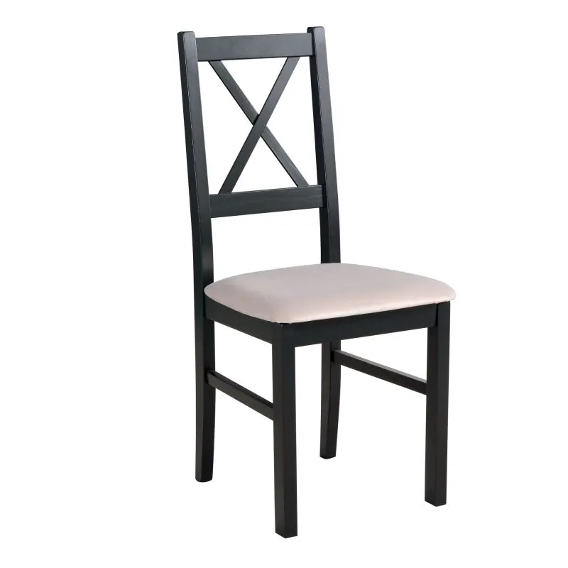 Sedia pranzo imbottita Derbent | Rivestimento grigio chiaro/beige | Legno massiccio di faggio nero | Altezza seduta 47 cm