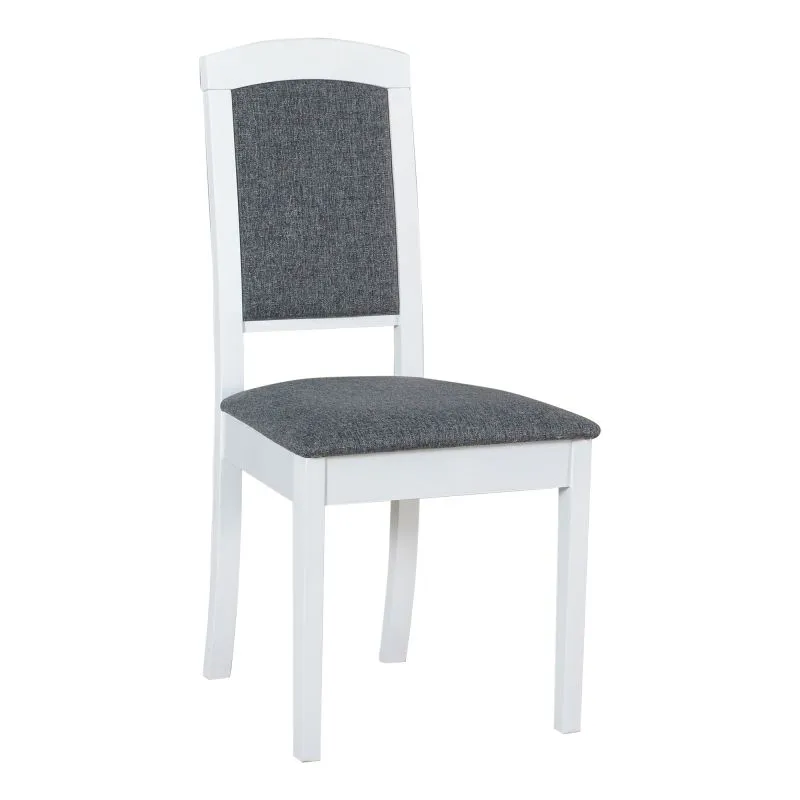 Sedia da pranzo bianca in faggio massiccio | Comfort con schiuma T-25 | Tessuto grigio scuro | Stile elegante