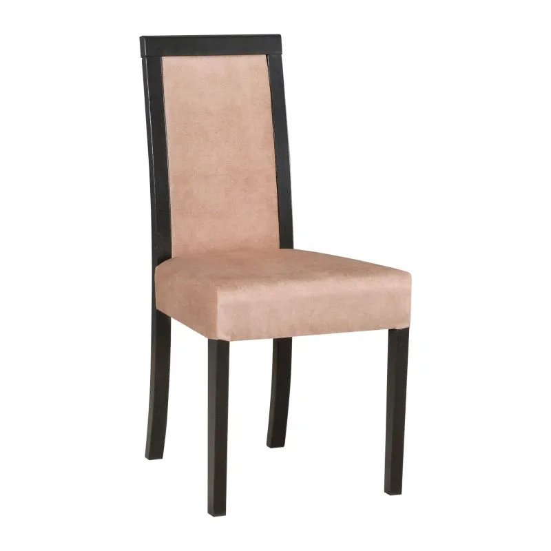 Sedia in faggio nero | Schienale e seduta imbottiti | Comfort elevato | Rivestimento tessuto beige