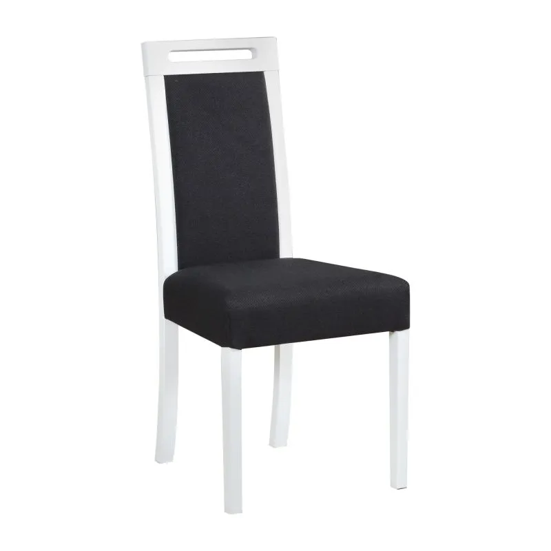 Sedia imbottita nera Alangis | Legno di faggio bianco | Seduta 47 cm | Comfort elevato | Stile classico