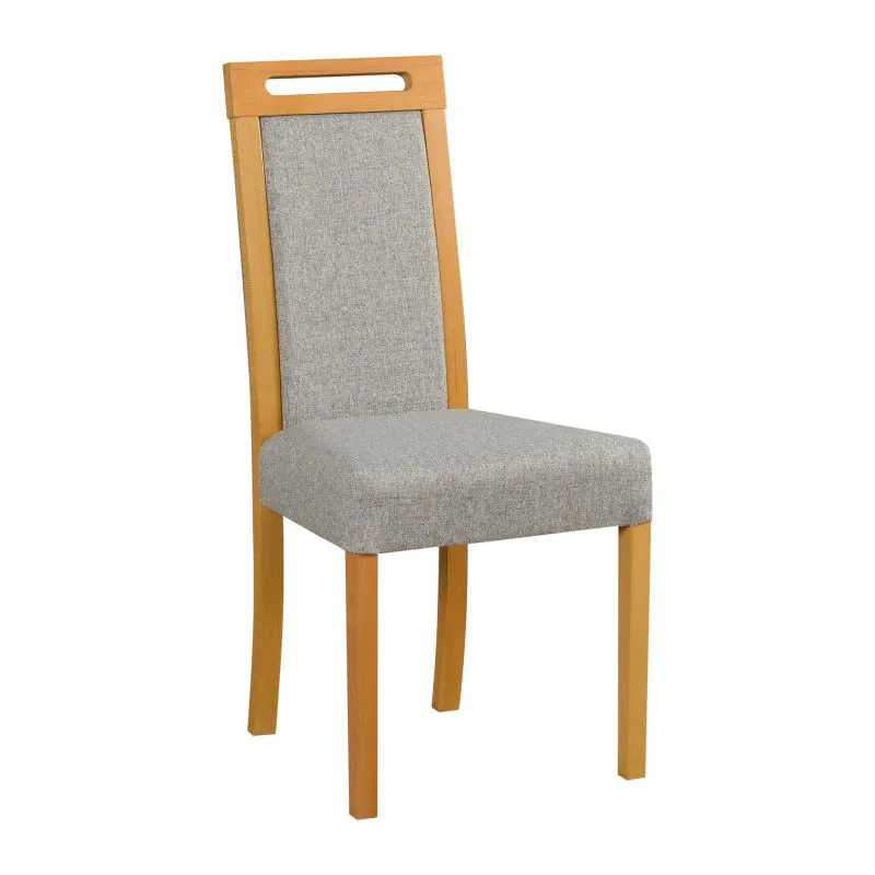 Sedia imbottita Alangis | Comfort con schiuma T-25 | Faggio massiccio rovere | Tessuto grigio resistente | Stile classico