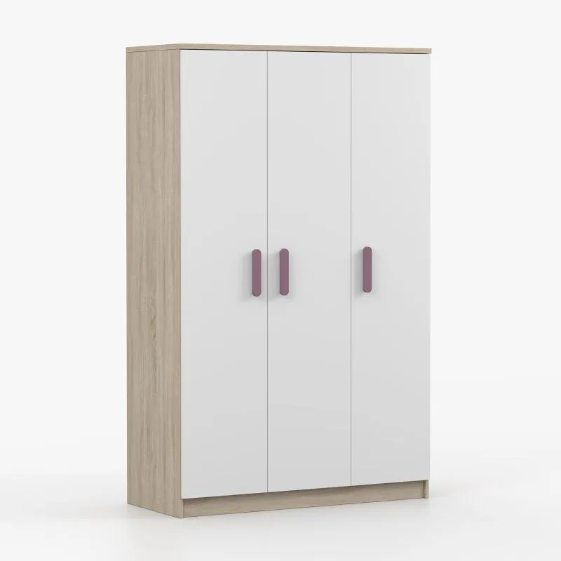 Armadio 3 ante "Smolikas" 105 | Rovere Sonoma e bianco | 9 scomparti, barra appendiabiti | 192 x 120 x 50 cm