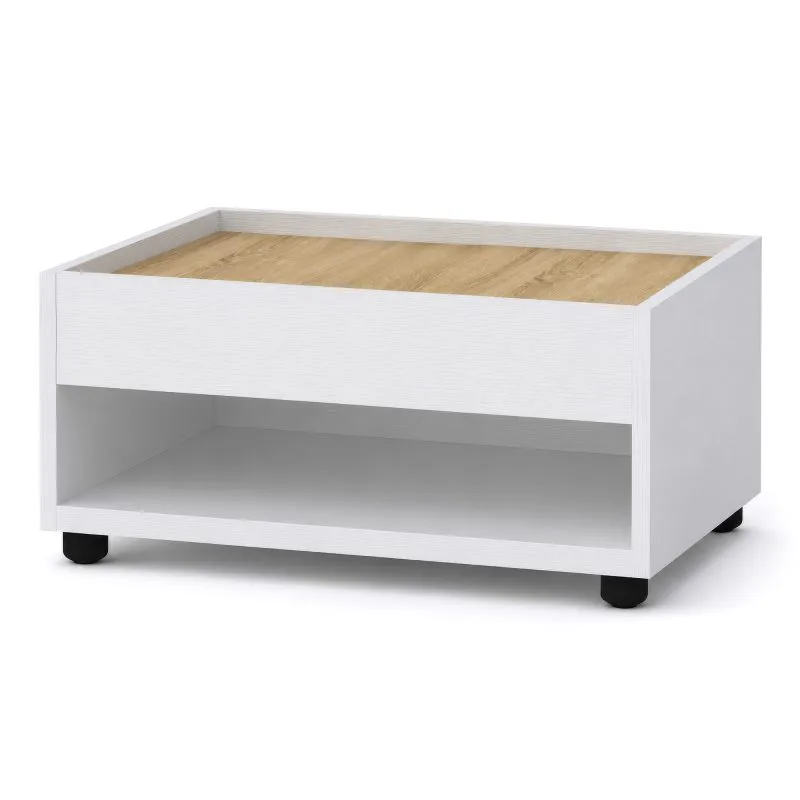 Tavolino "Polan" 2, color ninfea alba / rovere Sonoma, 60 x 42 x 20 cm