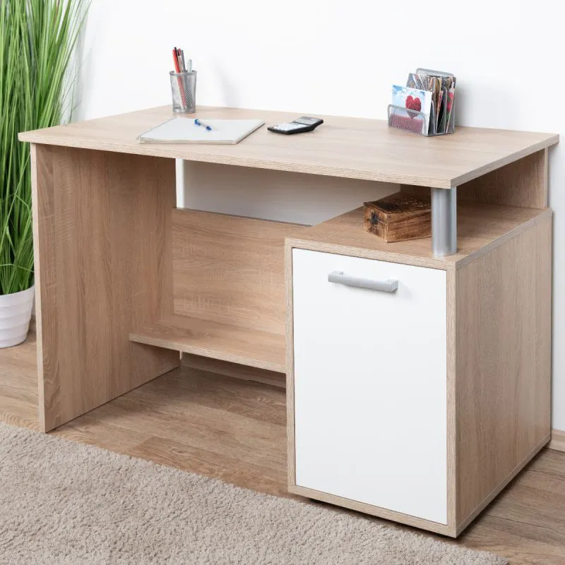 Scrivania Palpala 11 | Rovere Sonoma e Bianco | 75 x 115 x 56 cm | Design moderno e pratico