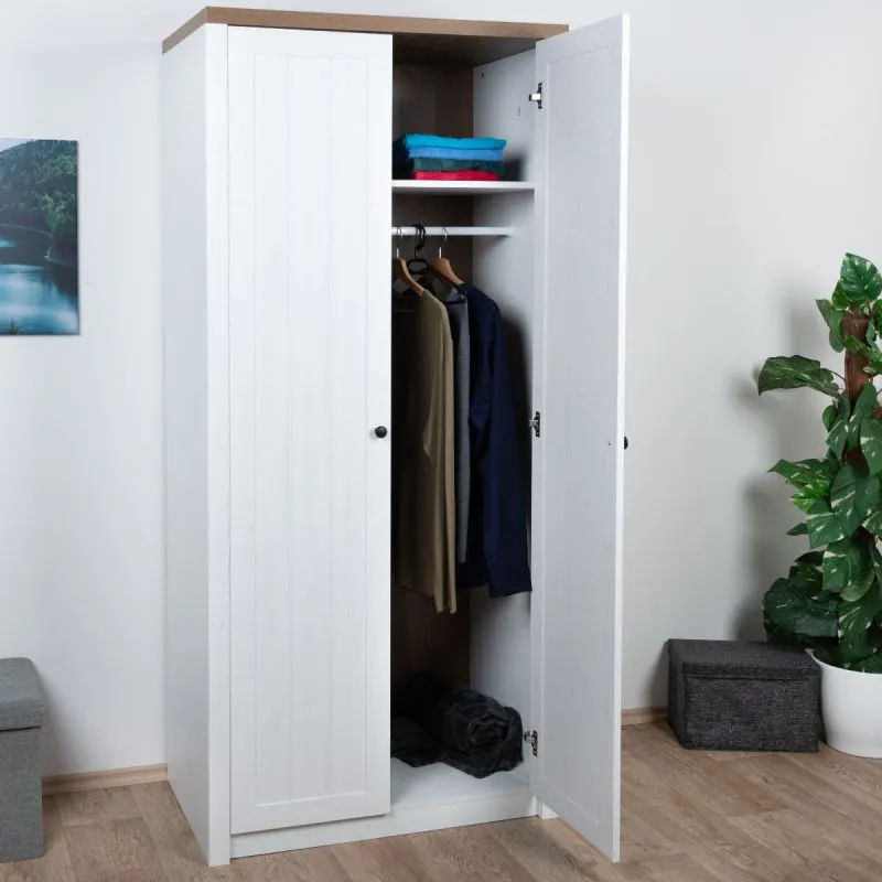 Armadio Segnas 07 | 2 ante | pino bianco e rovere marrone | 198 x 90 x 53 cm | Stile country