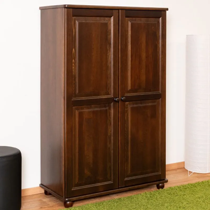 Cassettiera Junco 157 | Pino massello color noce | 140 x 89 x 41 cm | 3 scomparti spaziosi | Robusta e stabile